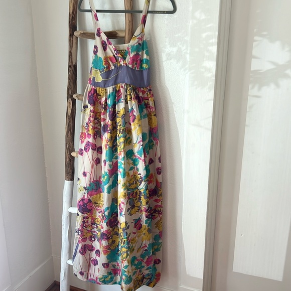 Johnny Was Dresses & Skirts - Johnny Was Silk Floral Ivory Pink Putple Turquoise Maxi Flowy Dress Small